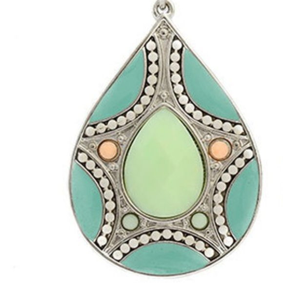 Mint And peach silver tone drop earring - Picture 3 of 4